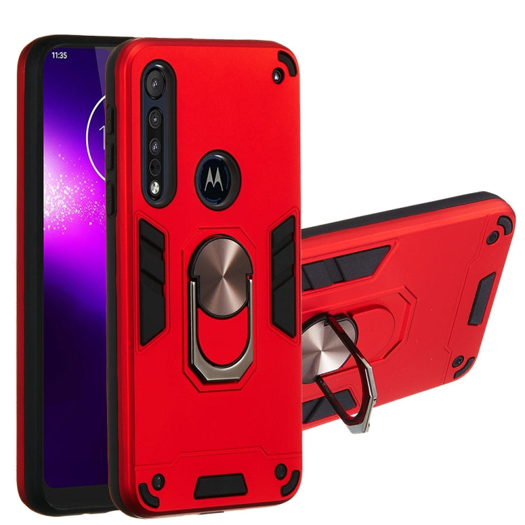 For Motorola One Macro / Moto G8 Play 2 in 1 Armour Series PC + TPU Protective Case with Ring Holder