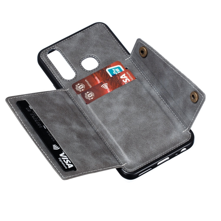 For vivo Y19 Double Buckle PU + TPU Shockproof Magnetic Protective Case with Card Slot