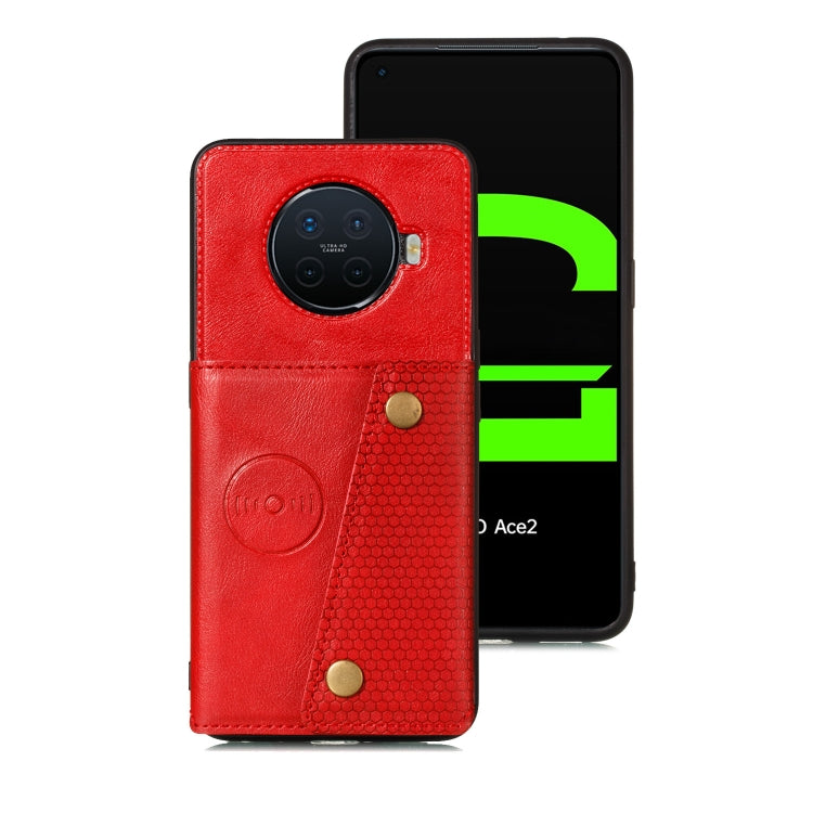 For OPPO Ace2 Double Buckle PU + TPU Shockproof Magnetic Protective Case with Card Slot