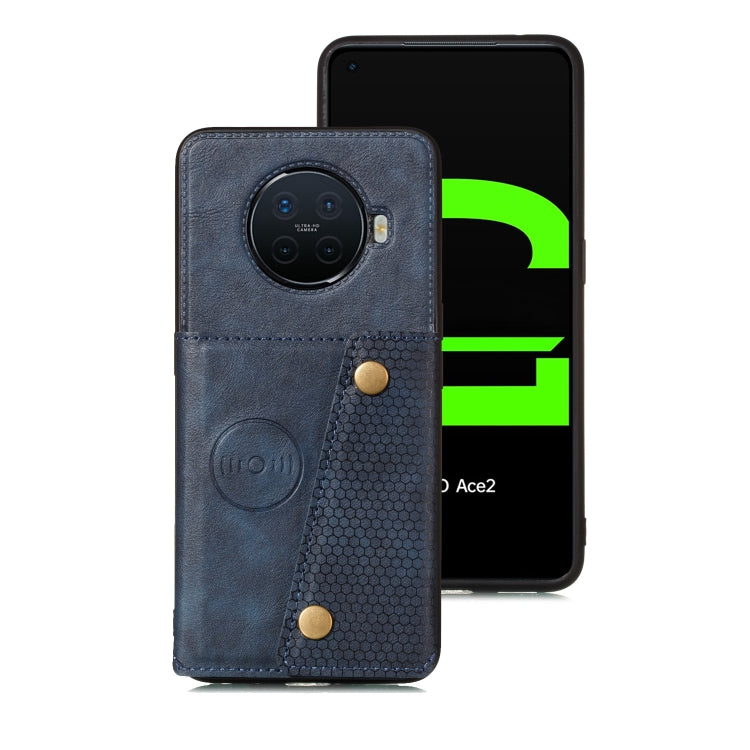 For OPPO Ace2 Double Buckle PU + TPU Shockproof Magnetic Protective Case with Card Slot