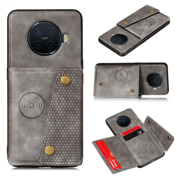 For OPPO Ace2 Double Buckle PU + TPU Shockproof Magnetic Protective Case with Card Slot