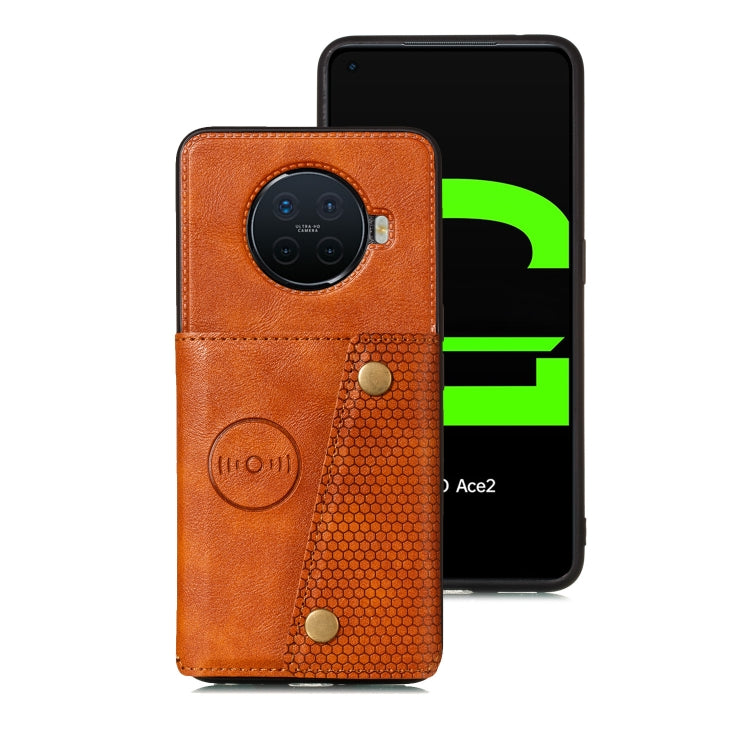 For OPPO Ace2 Double Buckle PU + TPU Shockproof Magnetic Protective Case with Card Slot