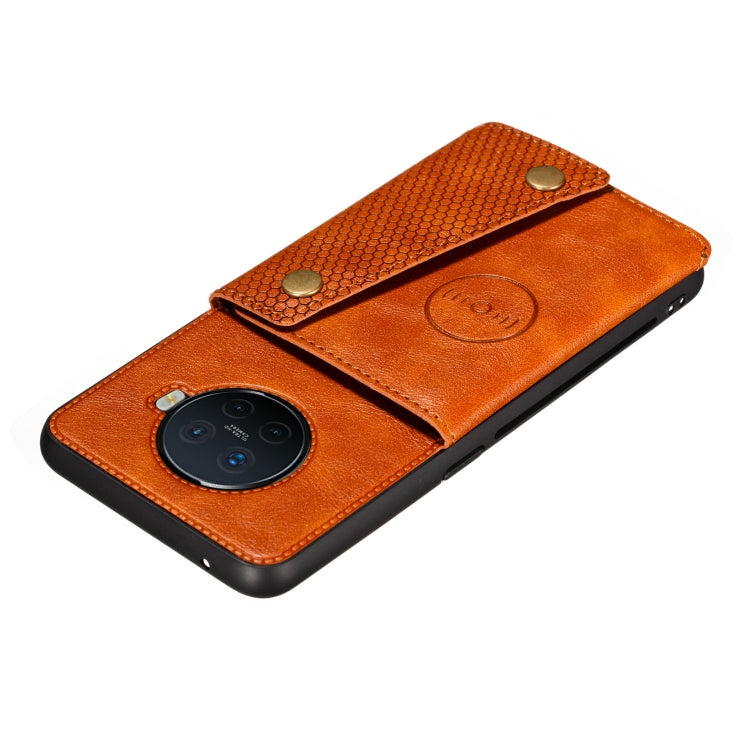 For OPPO Ace2 Double Buckle PU + TPU Shockproof Magnetic Protective Case with Card Slot