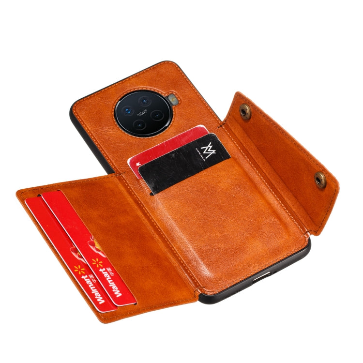 For OPPO Ace2 Double Buckle PU + TPU Shockproof Magnetic Protective Case with Card Slot