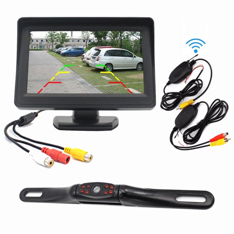 PZ703 413C-W Car Waterproof External Wireless Reversing Image Night Vision Camera + 4.3 inch Rearview Monitor