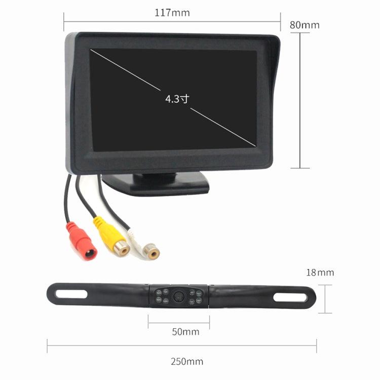 PZ703 413C-W Car Waterproof External Wireless Reversing Image Night Vision Camera + 4.3 inch Rearview Monitor