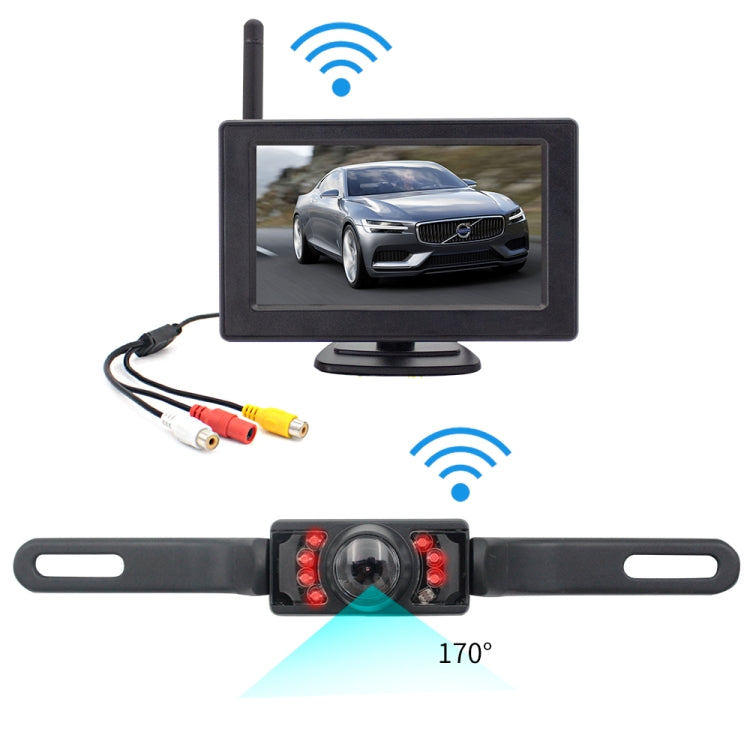 PZ704 413-W Car Waterproof 4.3 inch Suction Cup Built-in Wireless Reversing Image Rearview Monitor