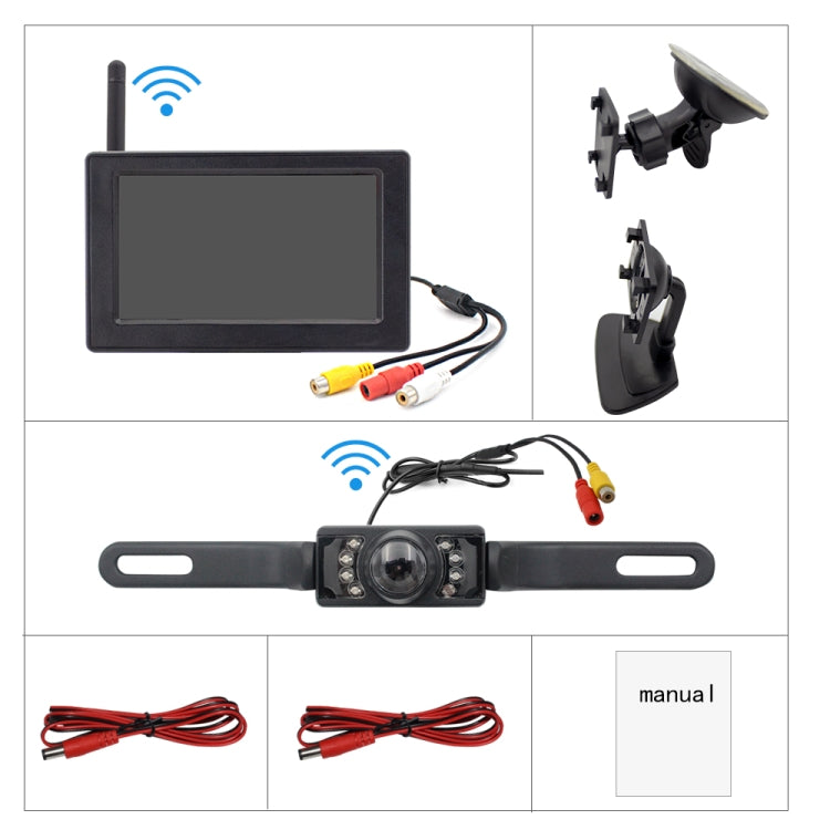 PZ704 413-W Car Waterproof 4.3 inch Suction Cup Built-in Wireless Reversing Image Rearview Monitor