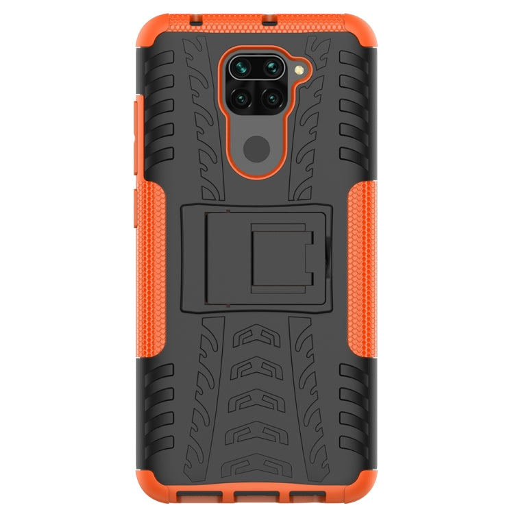For Xiaomi Redmi Note 9 Tire Texture Shockproof TPU+PC Protective Case with Holder