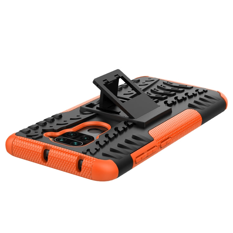 For Xiaomi Redmi Note 9 Tire Texture Shockproof TPU+PC Protective Case with Holder