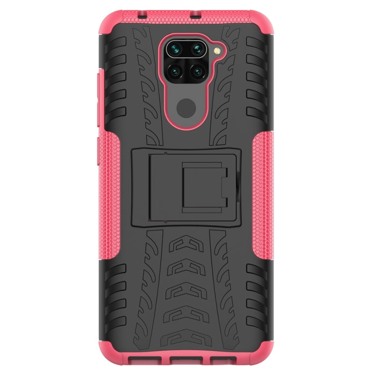 For Xiaomi Redmi Note 9 Tire Texture Shockproof TPU+PC Protective Case with Holder