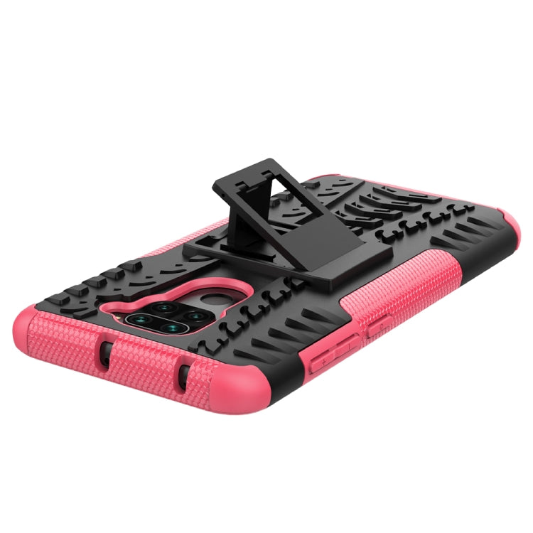 For Xiaomi Redmi Note 9 Tire Texture Shockproof TPU+PC Protective Case with Holder