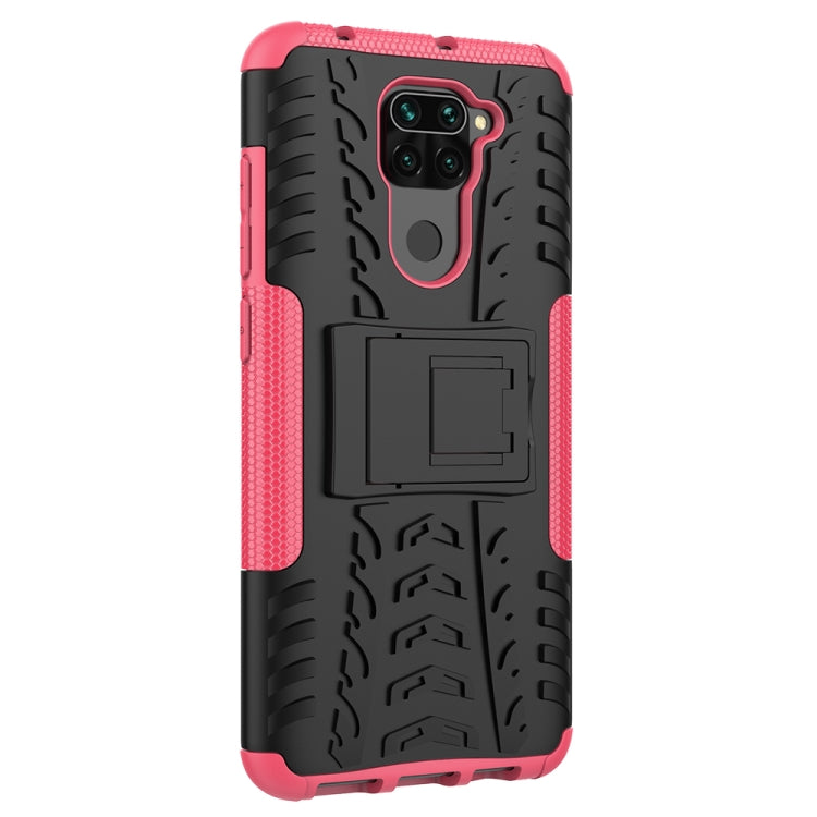 For Xiaomi Redmi Note 9 Tire Texture Shockproof TPU+PC Protective Case with Holder