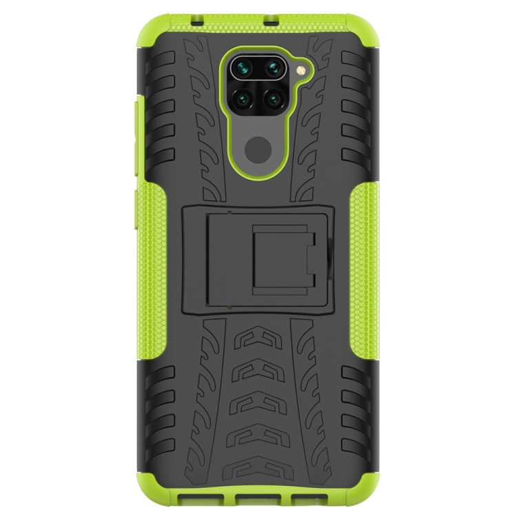 For Xiaomi Redmi Note 9 Tire Texture Shockproof TPU+PC Protective Case with Holder