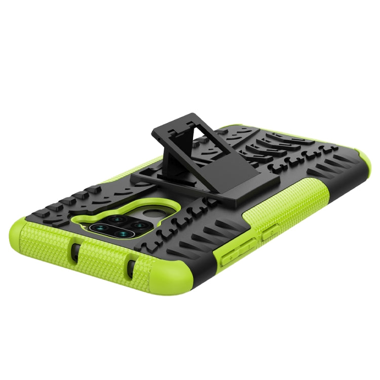 For Xiaomi Redmi Note 9 Tire Texture Shockproof TPU+PC Protective Case with Holder