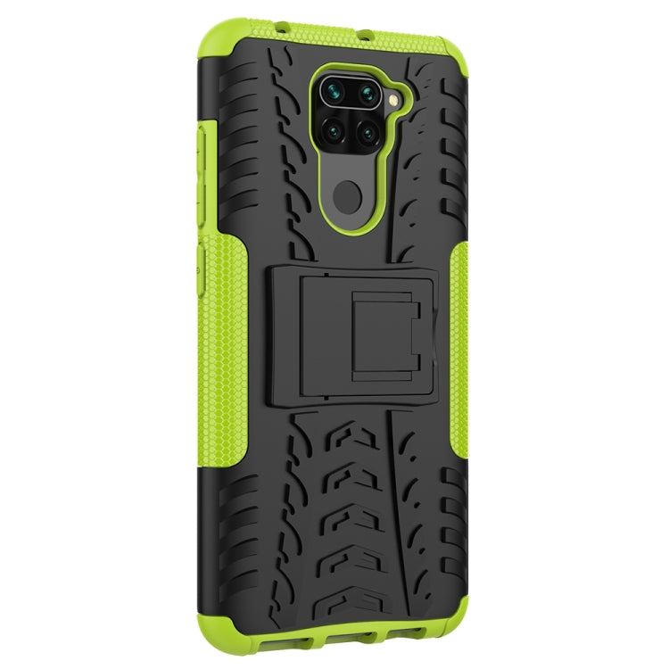 For Xiaomi Redmi Note 9 Tire Texture Shockproof TPU+PC Protective Case with Holder