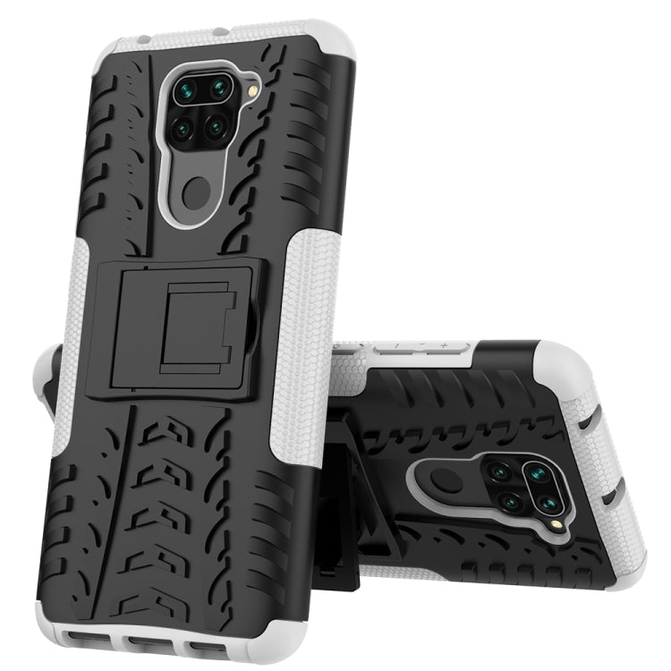 For Xiaomi Redmi Note 9 Tire Texture Shockproof TPU+PC Protective Case with Holder