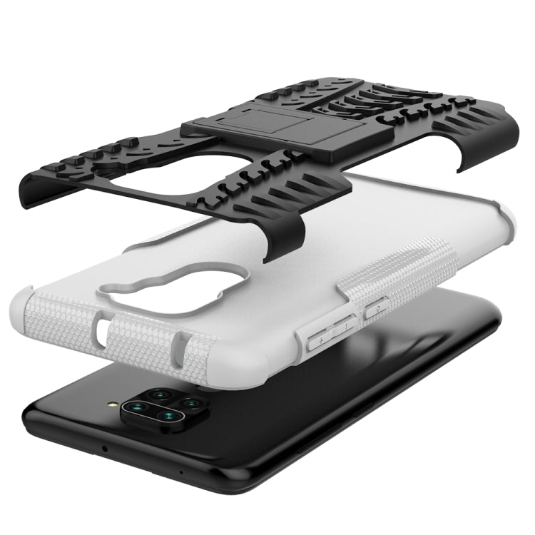 For Xiaomi Redmi Note 9 Tire Texture Shockproof TPU+PC Protective Case with Holder