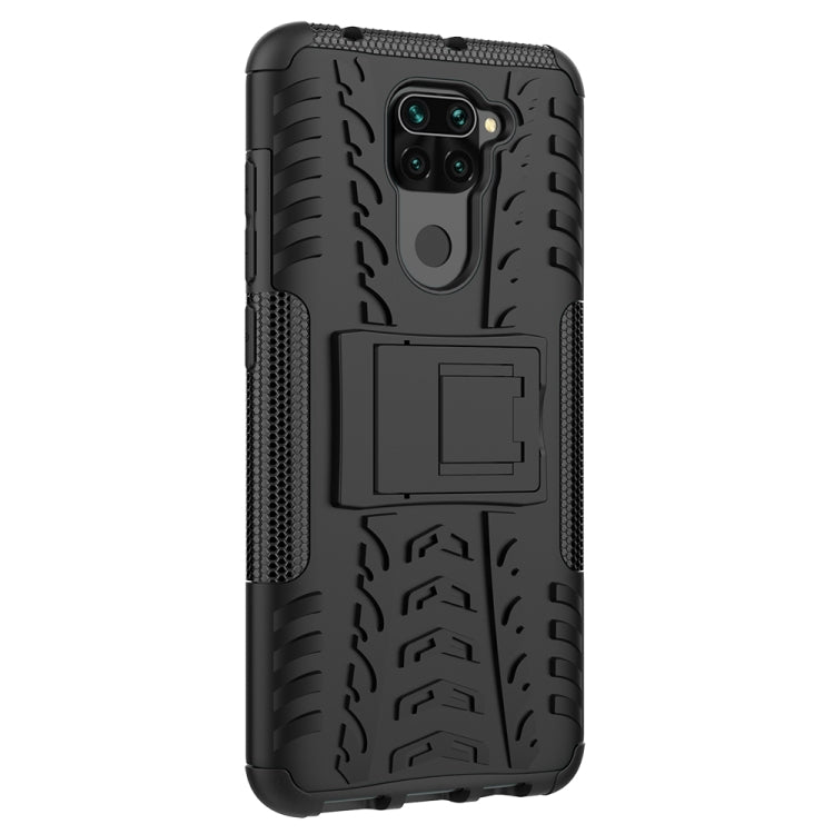 For Xiaomi Redmi Note 9 Tire Texture Shockproof TPU+PC Protective Case with Holder