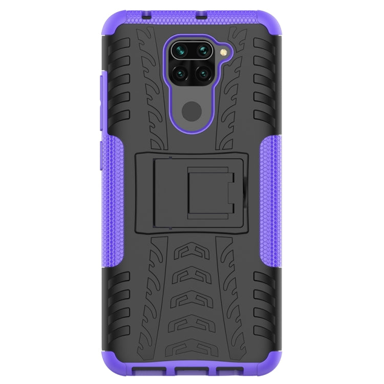 For Xiaomi Redmi Note 9 Tire Texture Shockproof TPU+PC Protective Case with Holder