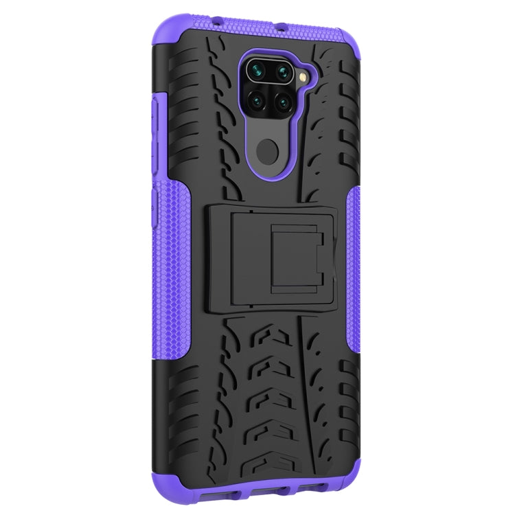 For Xiaomi Redmi Note 9 Tire Texture Shockproof TPU+PC Protective Case with Holder
