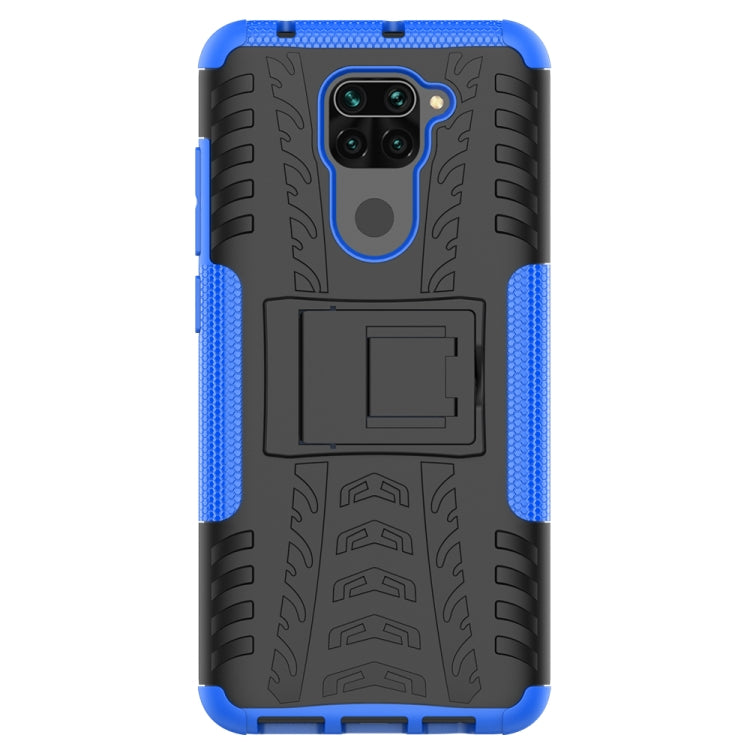 For Xiaomi Redmi Note 9 Tire Texture Shockproof TPU+PC Protective Case with Holder