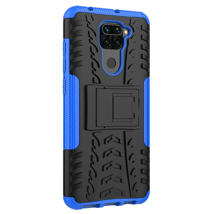 For Xiaomi Redmi Note 9 Tire Texture Shockproof TPU+PC Protective Case with Holder