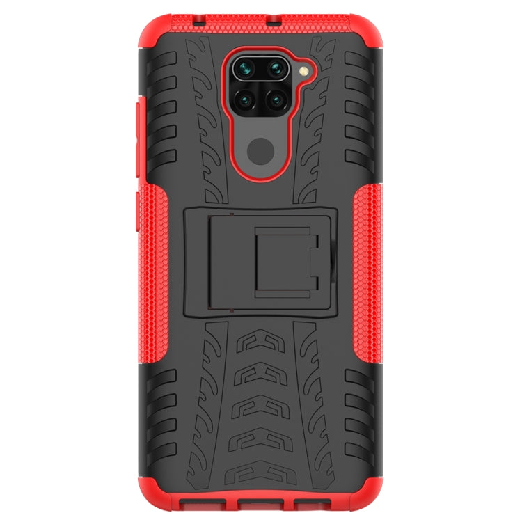 For Xiaomi Redmi Note 9 Tire Texture Shockproof TPU+PC Protective Case with Holder