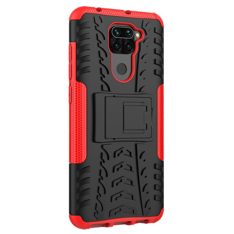 For Xiaomi Redmi Note 9 Tire Texture Shockproof TPU+PC Protective Case with Holder