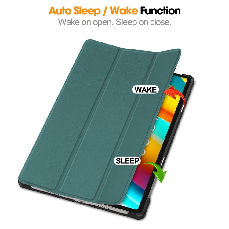 For Teclast T50 Pro Custer Solid Color 3-Fold Stand Leather Tablet Case