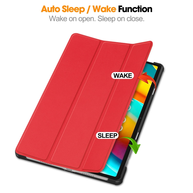 For Teclast T50 Pro Custer Solid Color 3-Fold Stand Leather Tablet Case