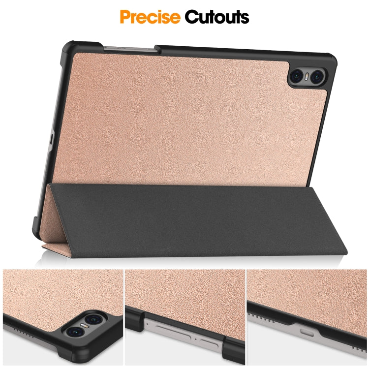 For Teclast T50 Pro Custer Solid Color 3-Fold Stand Leather Tablet Case