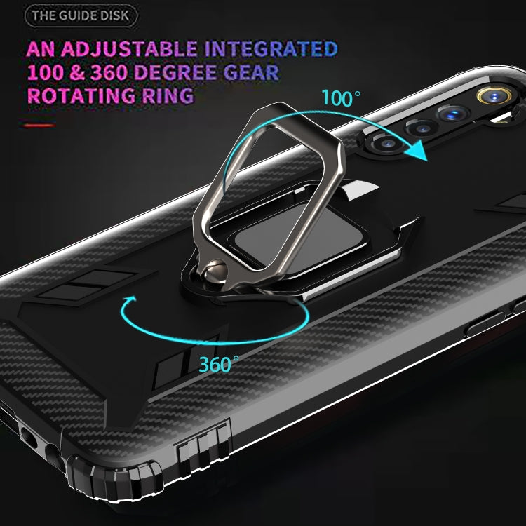 For OPPO Realme 6 Carbon Fiber Protective Case with 360 Degree Rotating Ring Holder