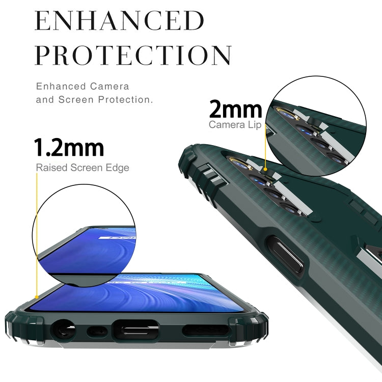 For OPPO Realme 6 Carbon Fiber Protective Case with 360 Degree Rotating Ring Holder