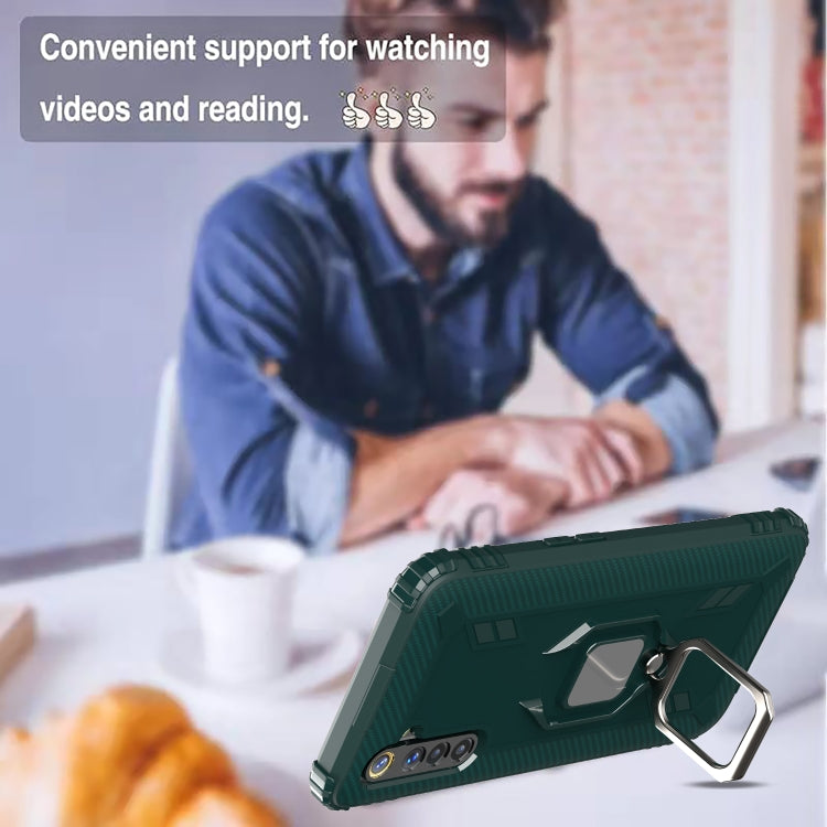 For OPPO Realme 6 Carbon Fiber Protective Case with 360 Degree Rotating Ring Holder