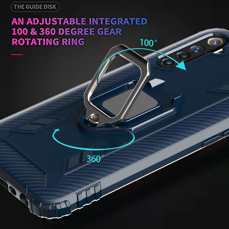 For OPPO Realme 6 Carbon Fiber Protective Case with 360 Degree Rotating Ring Holder