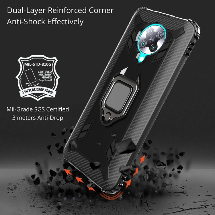 For Xiaomi Redmi K30 Pro / Poco F2 Pro 5G Carbon Fiber Protective Case with 360 Degree Rotating Ring Holder