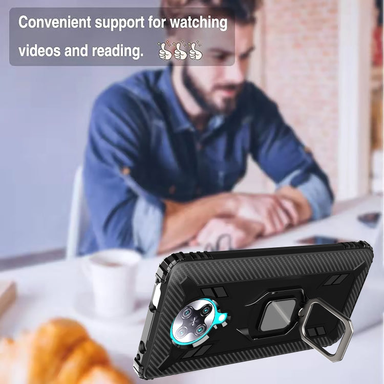 For Xiaomi Redmi K30 Pro / Poco F2 Pro 5G Carbon Fiber Protective Case with 360 Degree Rotating Ring Holder