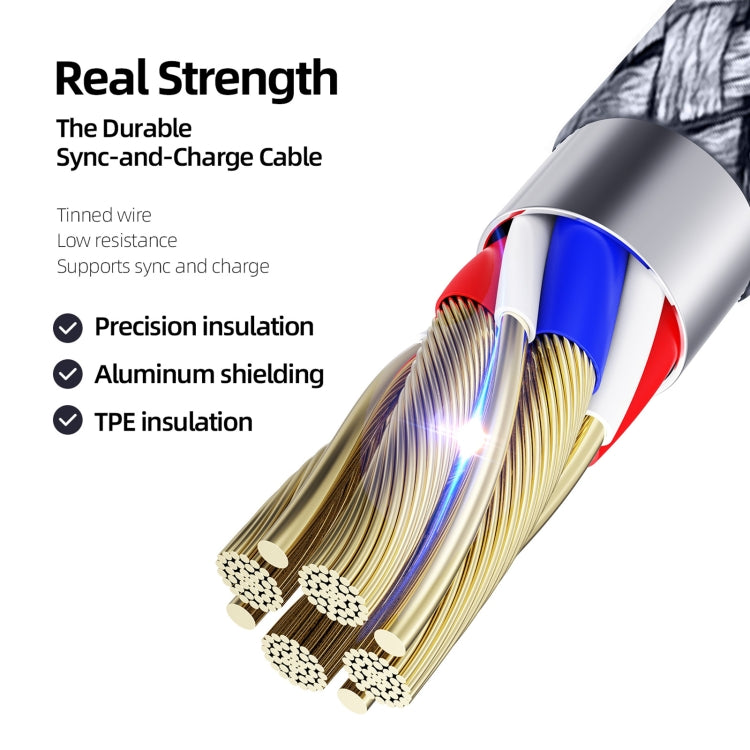 DUZZONA A8 2.4A USB to USB-C/Type-C Charging Data Cable, Length:1m