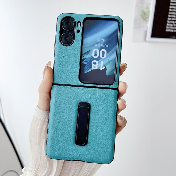 For OPPO Find N2 Flip Litchi Texture PU Shockproof Phone Case with Holder