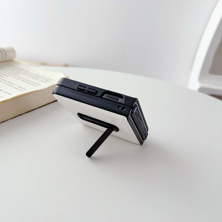 For OPPO Find N2 Flip Litchi Texture PU Shockproof Phone Case with Holder