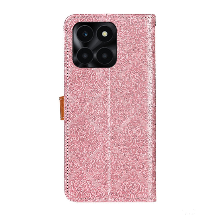 For Honor X6a European Floral Embossed Leather Phone Case