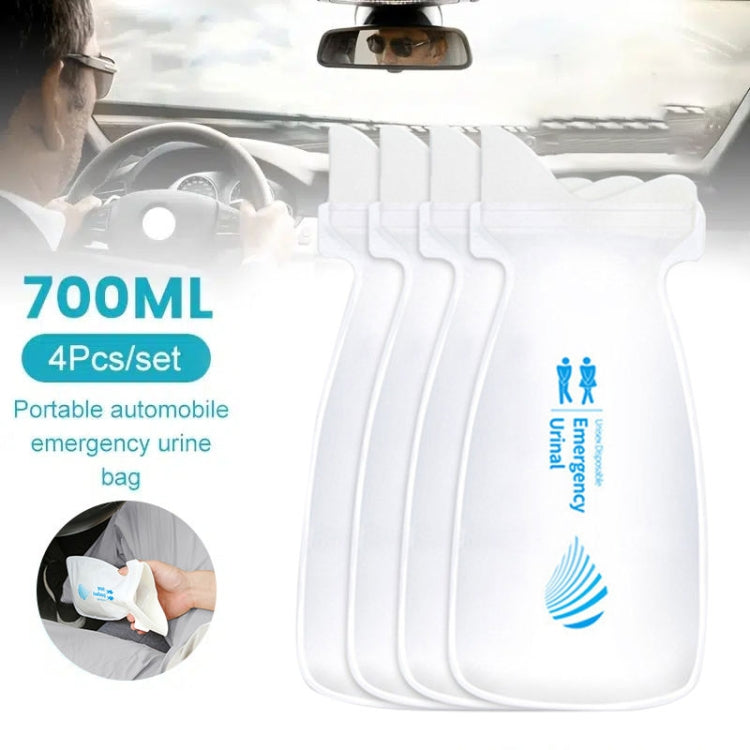 4pcs / Set Vehicle Emergency Urine Bags Unisex Disposable Portable Toilet 700ml