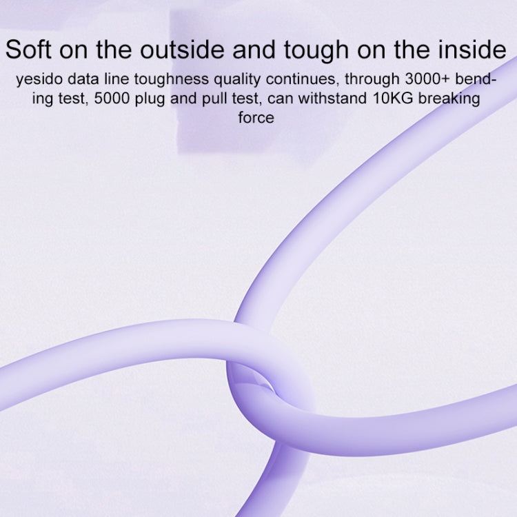 Yesido CA152 PD 60W USB-C / Type-C to USB-C / Type-C Silicone Charging Data Cable, Length: 1m(Purple)