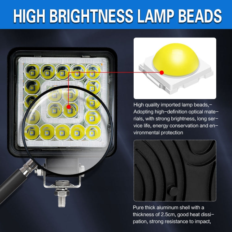 E10 1 Pair 4 inch Square Double Circle Angel Eye Work Light(Black)