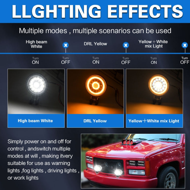 E10 1 Pair 4 inch Round Double Circle Angel Eye Work Light(Black)