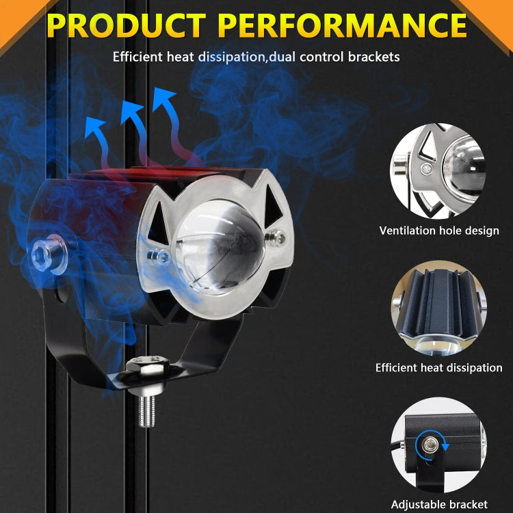 S19 IP68 Waterproof Motorcycle Spotlight(Black)