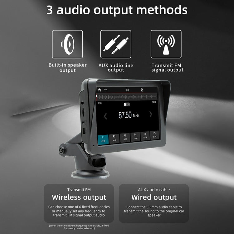 B5570 SunShade Style Car MP5 Player 7 inch Wireless CarPlay, Support Mobile Phone Interconnection