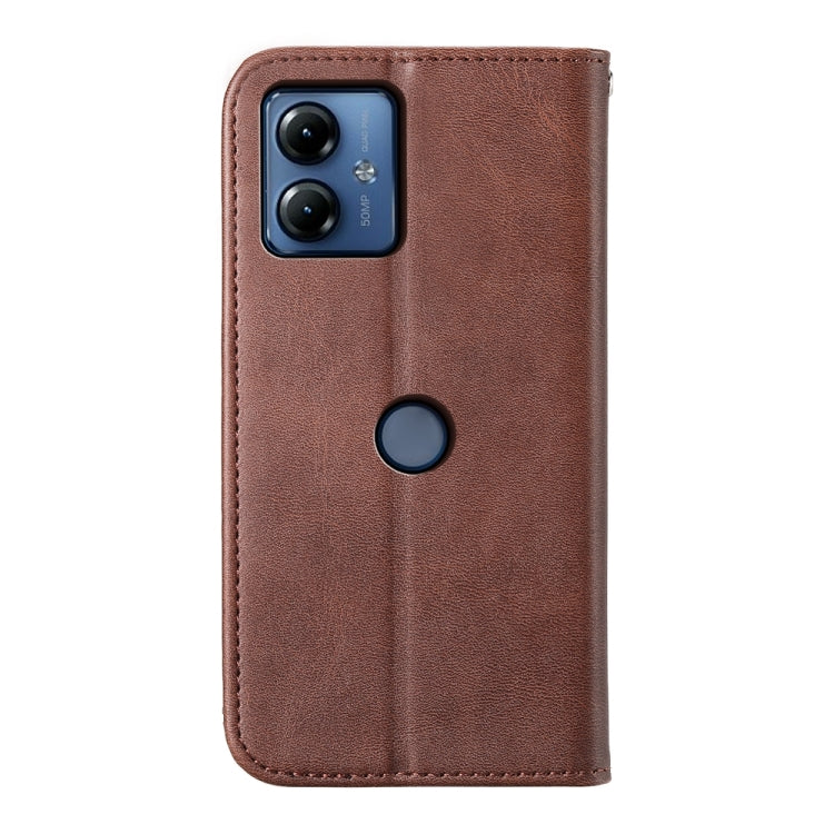 For Motorola Moto G14 Cubic Grid Calf Texture Magnetic Leather Phone Case