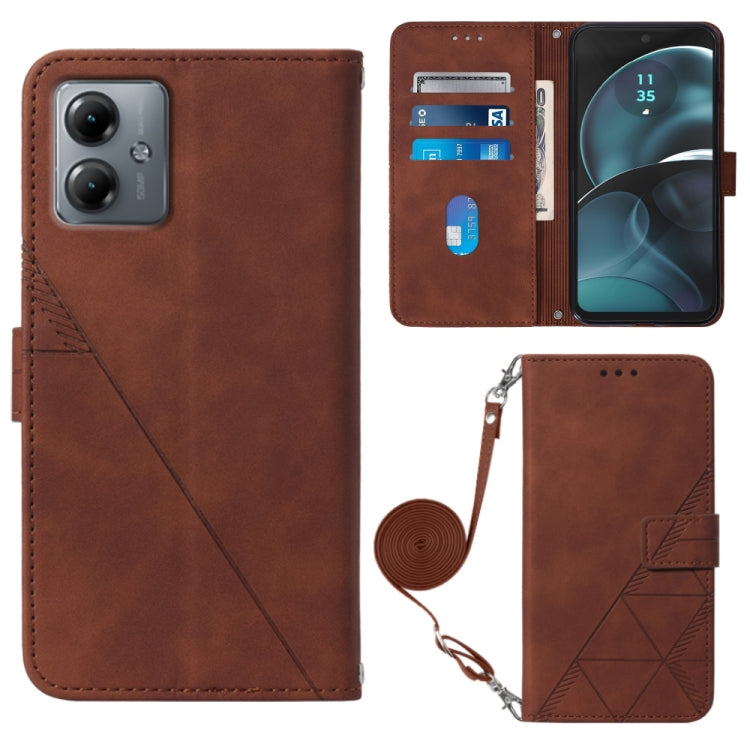 For Motorola Moto G14 Crossbody 3D Embossed Flip Leather Phone Case